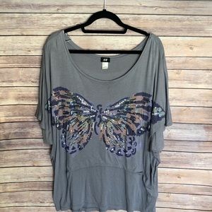 H&M Sequin Butterfly Tee
